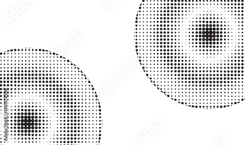 Abstract dotted circles, round halftones geometric dots gradient and pop art texture. Collection of round shapes with polka dot pattern isolated on white background. 