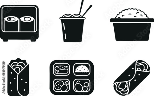 Black and white sushi and japanese food rice rolls 1