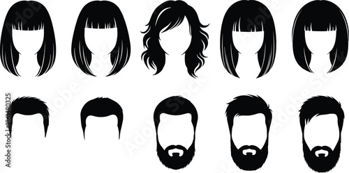 Black silhouette hairstyle haircut white background