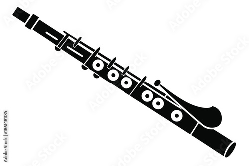 flute silhouette line art vector illustration with a white background