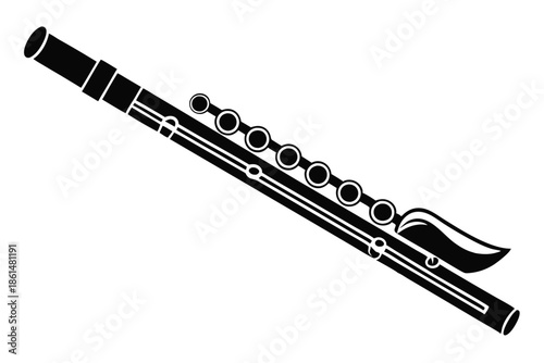 flute silhouette line art vector illustration with a white background