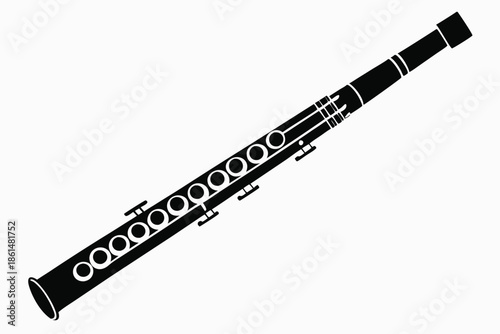 flute silhouette line art vector illustration with a white background