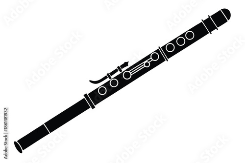 flute silhouette line art vector illustration with a white background