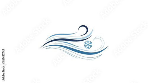 Elegant blue wave design with snowflake element