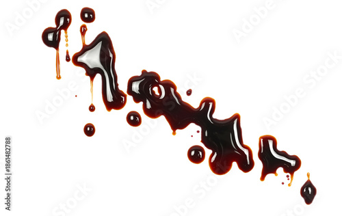 Cuadro en lienzo Spilled soy sauce, isolated on white background, top view