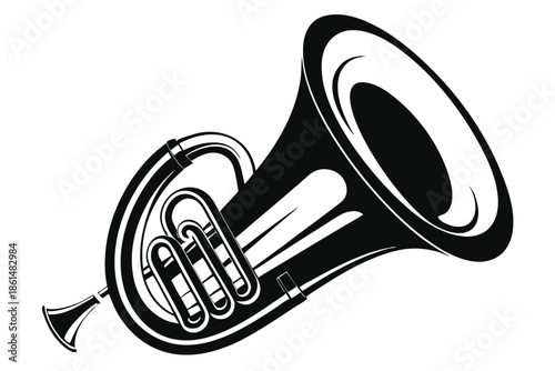 euphonium silhouette line art vector illustration with a white background