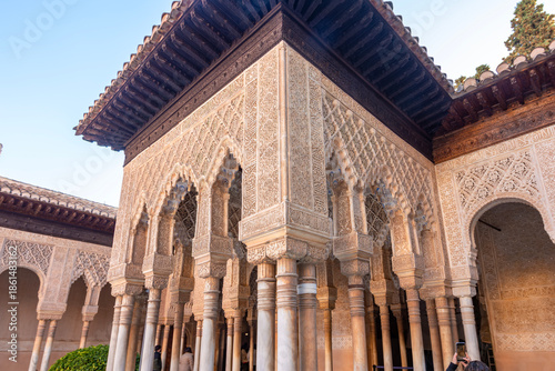 Court of Lions in Nasrid palace of Alhambra, Granada, Spain