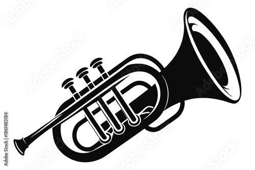 euphonium silhouette line art vector illustration with a white background