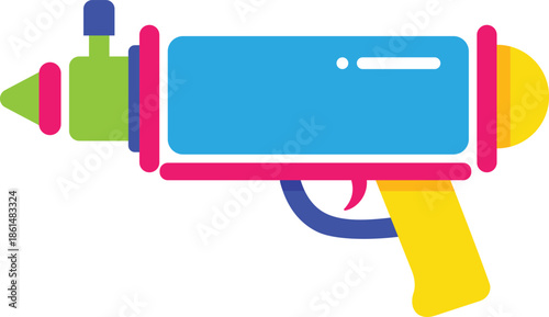 Colorful cartoon toy ray gun with bright geometric shapes and rounded edges blaster weapon