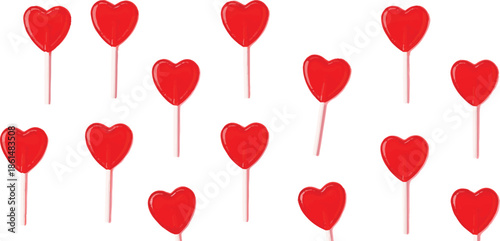 Heart shaped lollipops on white background for Valentine's Day.