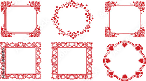 Red heart frames for Valentine's Day or love themed designs.