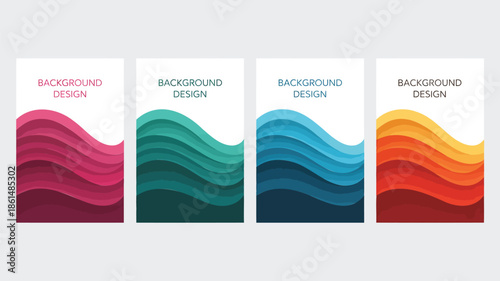 Vibrant wavy background designs in pink, green, blue, and orange hues