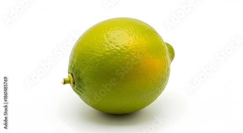 Single green lime on white background isolated on white background