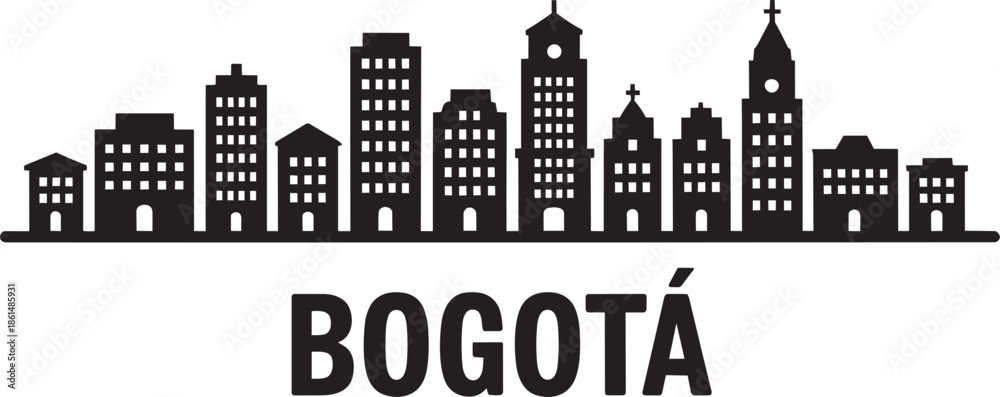 Naklejka premium Bogota colombia city skyline silhouette icon illustration travel landmark cityscape outline vector