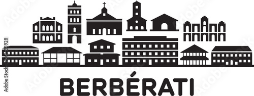 Berberati city skyline silhouette with central african republic buildings and town architecture