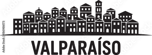 Valparaiso chile cityscape silhouette vector illustration south american travel destination banner.