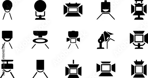 set of spotlight icon silhouette design vector illustration
