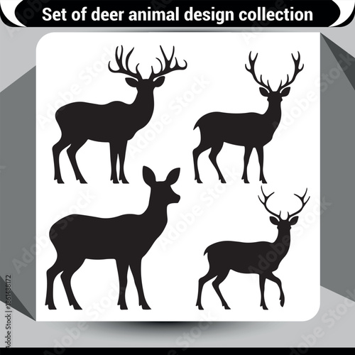 Collection of various deer animal silhouettes for design and illustration projects