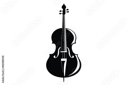 cello silhouette line art vector illustration with a white background
