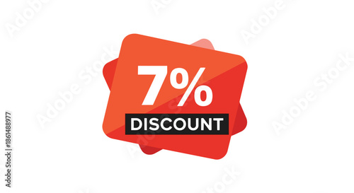 Vibrant orange promotional tag signifying a special 7 percent price reduction, perfect for sales events and limited-time offers encouraging