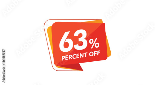 Eye-catching sixty-three percent off tag for retail promotions and online deals