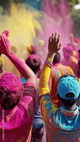 Holi Festival Background Vertical Color Celebration Indian Culture.

