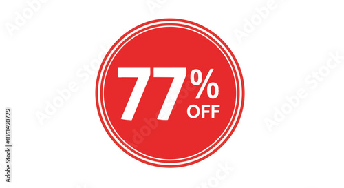 Vibrant seventy-seven percent markdown symbol for promotional sales events and special limited-time customer savings opportunities a bold visual