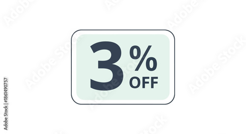 A crisp, contemporary graphic icon showcasing a prominent three percent discount, ideal for diverse promotional applications and marketing endeavors