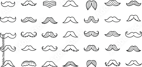 Various Mustache Styles and Shapes moustache facial hair beard black and white
