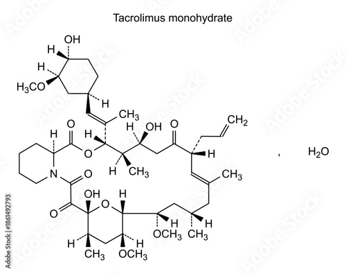 Tacrolimus monohydrate, chemical structure of tacrolimus monohydrate, drug substance
