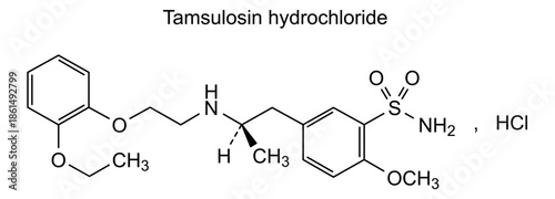 Tamsulosin hydrochloride, chemical structure of tamsulosin hydrochloride, drug substance