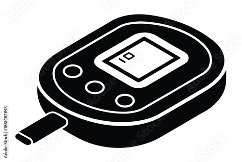 blood glucose meter silhouette line art vector illustration with a white background
