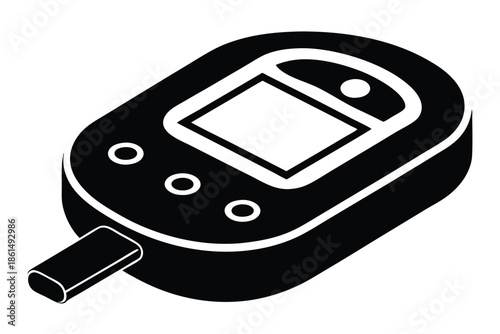 blood glucose meter silhouette line art vector illustration with a white background