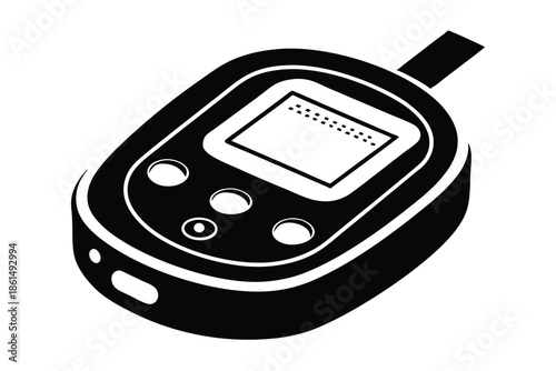 blood glucose meter silhouette line art vector illustration with a white background