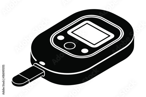 blood glucose meter silhouette line art vector illustration with a white background