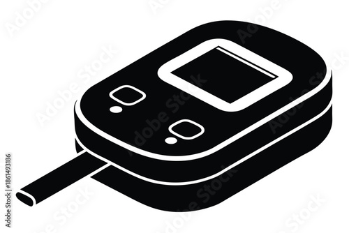 blood glucose meter silhouette line art vector illustration with a white background