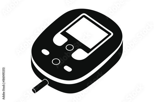 blood glucose meter silhouette line art vector illustration with a white background