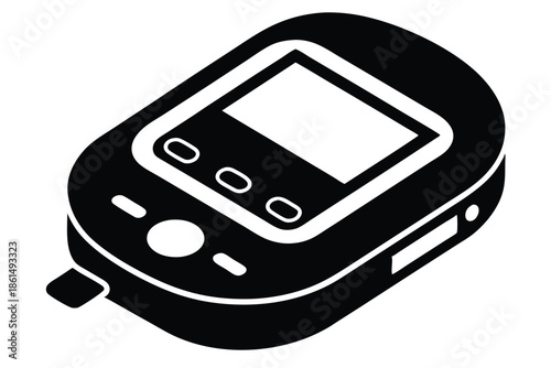 blood glucose meter silhouette line art vector illustration with a white background