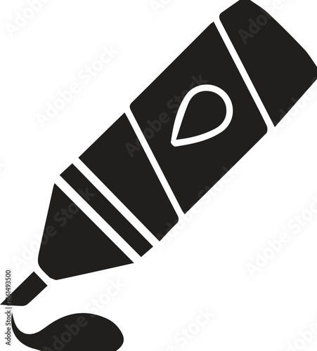 Black silhouette of an art or craft tube dispensing a single drop of liquid