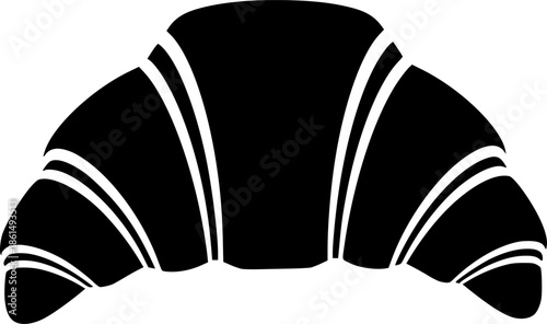 Simple black silhouette of a croissant on a white background, tasty treat
