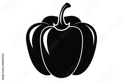 bell pepper silhouette line art vector illustration with a white background