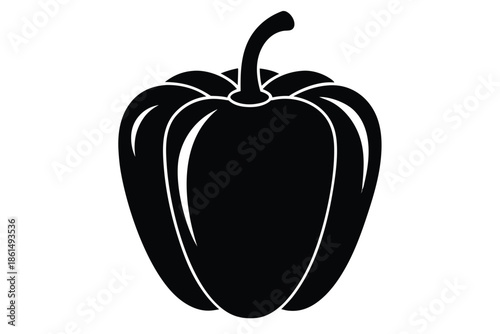 bell pepper silhouette line art vector illustration with a white background