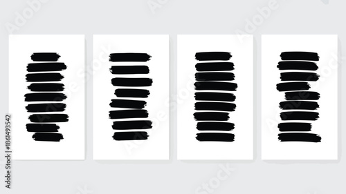 Modern abstract art with black brush strokes on white