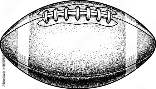 Black and white sketch of an american football ball with texture details. Vector illustration
