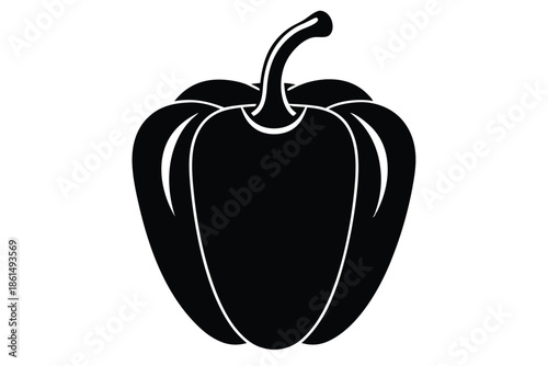 bell pepper silhouette line art vector illustration with a white background