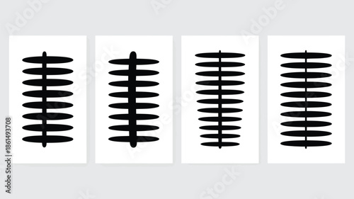 Modern abstract art with black shapes on white background