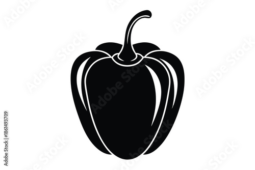 bell pepper silhouette line art vector illustration with a white background