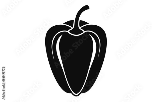 bell pepper silhouette line art vector illustration with a white background