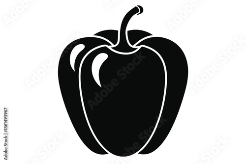 bell pepper silhouette line art vector illustration with a white background