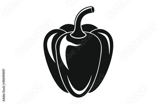 bell pepper silhouette line art vector illustration with a white background